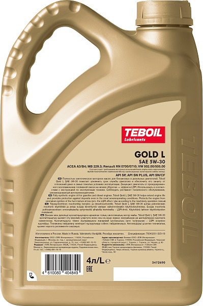 Синтетическое моторное масло TEBOIL GOLD L 5W-30